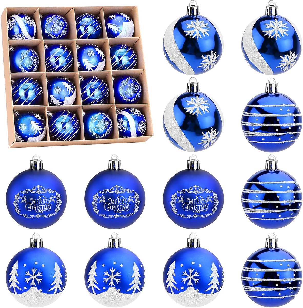 Kerstballen blauw set kerstballen set kerstballen decoratie 6 cm ornamenten voor kerstboomdecoratie onbreekbare ballen kerstballen plastic voor kerstboom