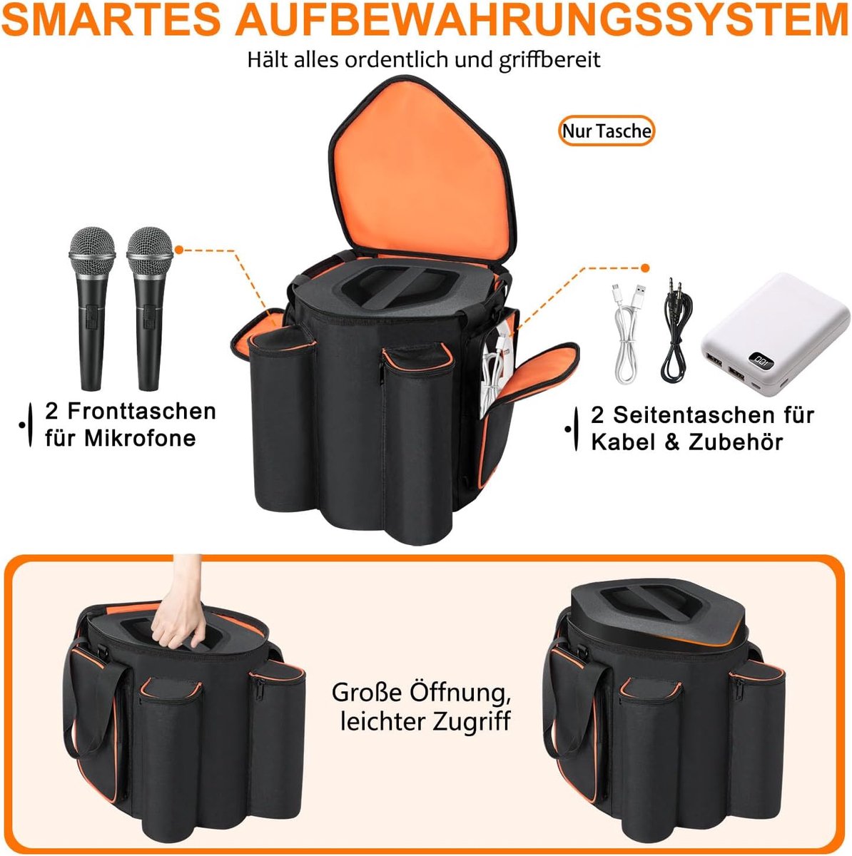 Compatibel met Bose S1 Pro+ en S1 Pro, beschermhoes voor draagbare bluetooth-luidspreker met schouderriem en extra vakken voor microfoon, oplader, kabel en accessoires (alleen tas)