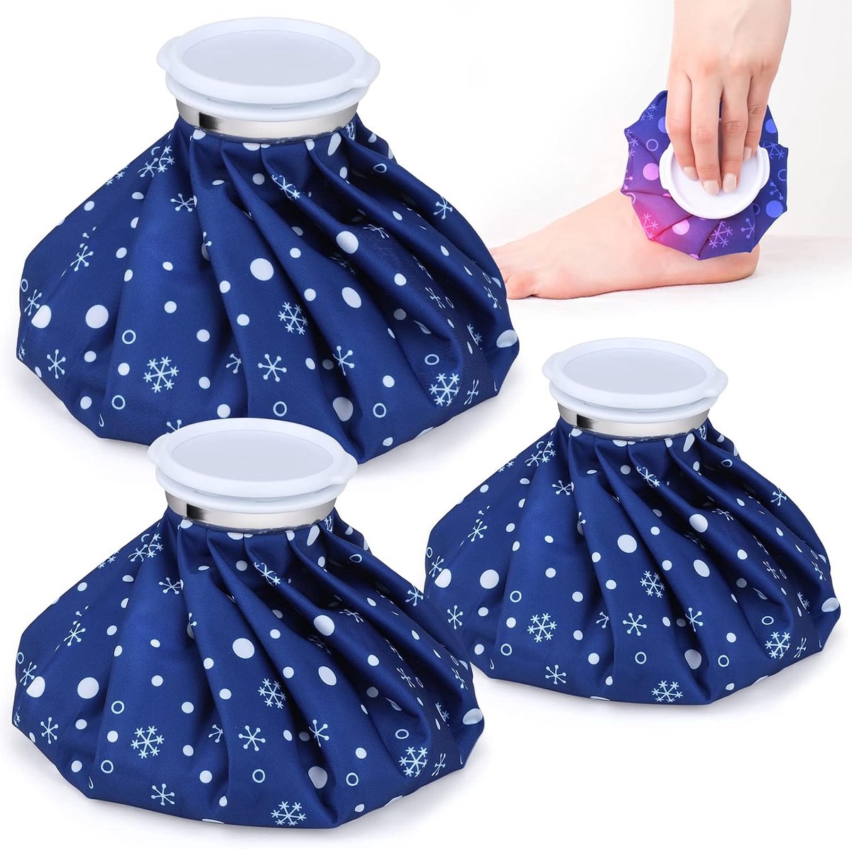 Koeltas voor knieën, 3 stuks, 15 cm, 23 cm, 28 cm, warm (50 - 60 °C) en koude therapie, herbruikbare waterverpakkingen voor pijn en koorts, hals, hoofd, pols, verstuikingen, letsel en sport, 3 stuks