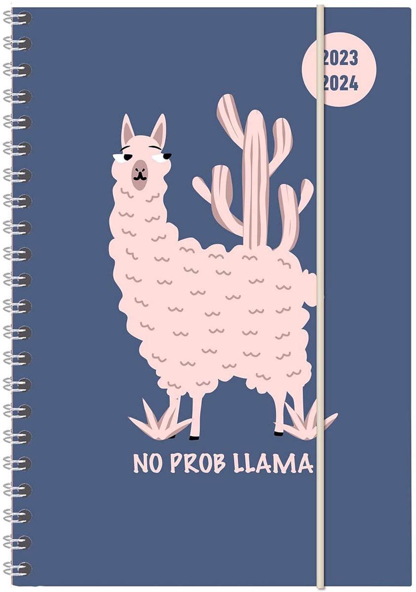 Llama 2023/2024 - Schüler-Kalender A5 (15x21 cm) - Lama - Ringbindung - Weekly - 224 Seiten - Terminplaner - Alpha Edition