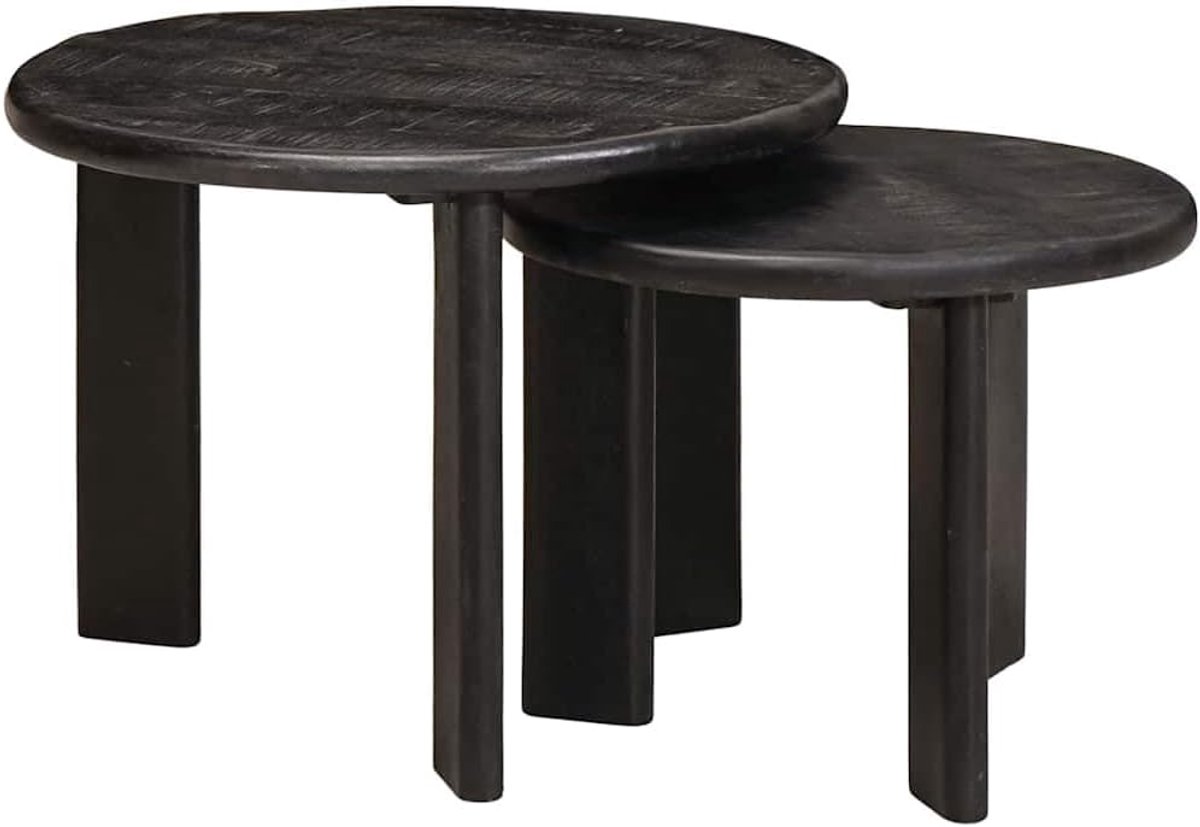 2 stuks, wit, massief hout, mango, bijzetmeubel, met ruimtebesparend design en strakke lijnen voor woonkamer, bijzettafels