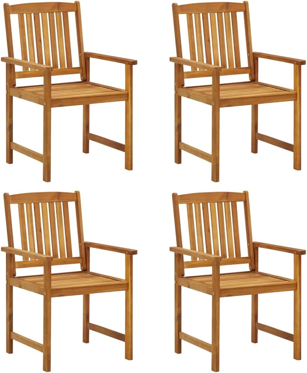 Tuinstoelen, tuinstoel, balkonstoel, balkonstoel, terrasstoel, outdoorstoelen, 4 stuks, massief hout acacia