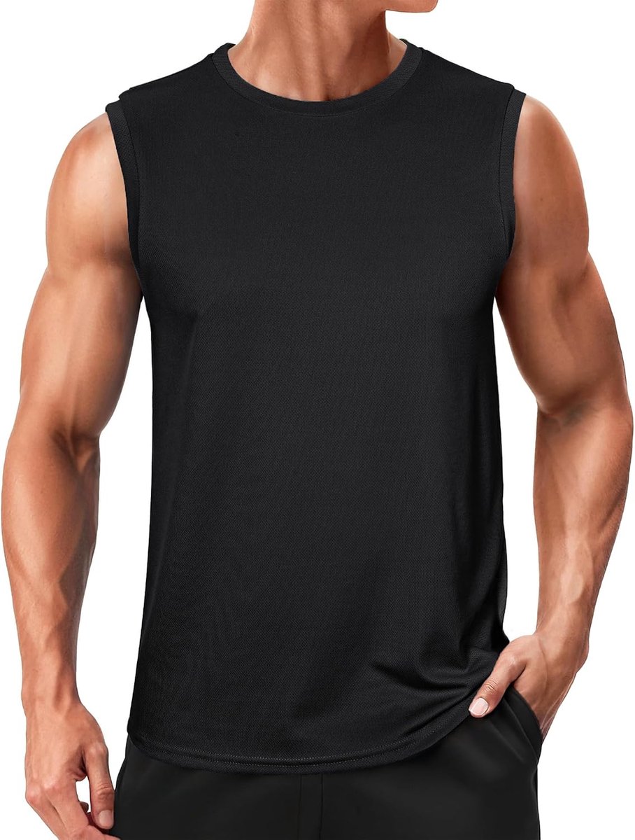 Tanktop voor heren, sportshirt, mouwloos, ronde hals, ademend, tanktops voor mannen, fitness, gym, spiershirt, hardlopen, training, top, zomer, workout, okselshirts, functioneel shirt, S-3XL