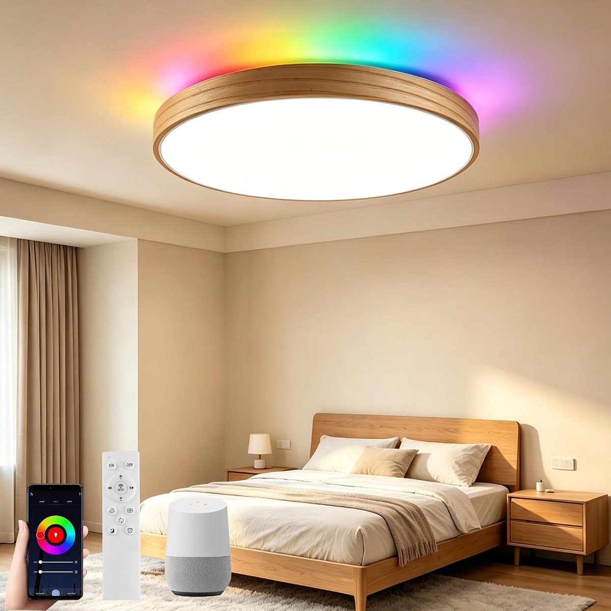 28W LED WiFi Plafondlamp met Afstandsbediening voor Slaapkamer, 28CM