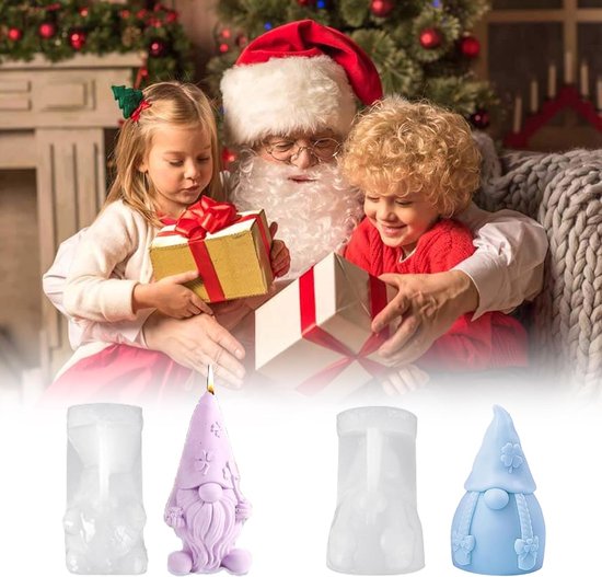 2 stuks siliconen vormen voor kerstman, gietvormen, 3D-kaarsen, Kerstmis, siliconen vorm, kerstman, siliconen kaarsvorm, kabouter, siliconen vormen voor doe-het-zelf zeep, was, kaarsen, — afbeelding 5