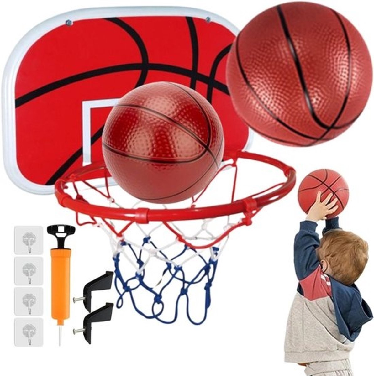 Basketbalring Set - Mini Basketbalbord - Indoor Sport - Geïntegreerde Pomp - 34cm - Veelkleurig