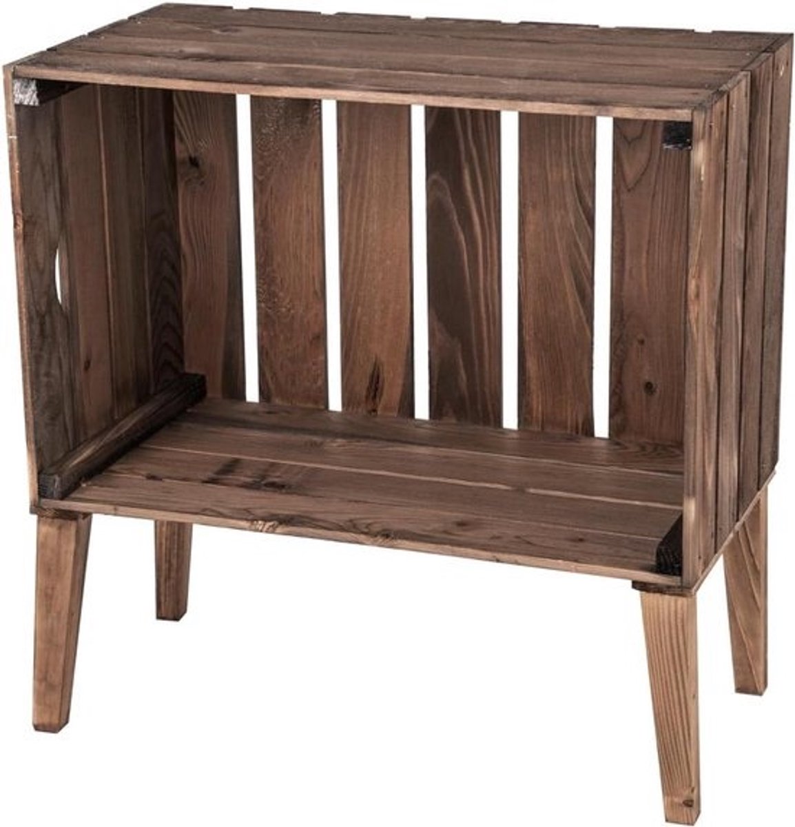 Rek van fruitkisten - Wandrek Hout - Opbergen en Decoreren - Handgemaakte Kwaliteit - 58x58x31cm - Donker Gebeitst
