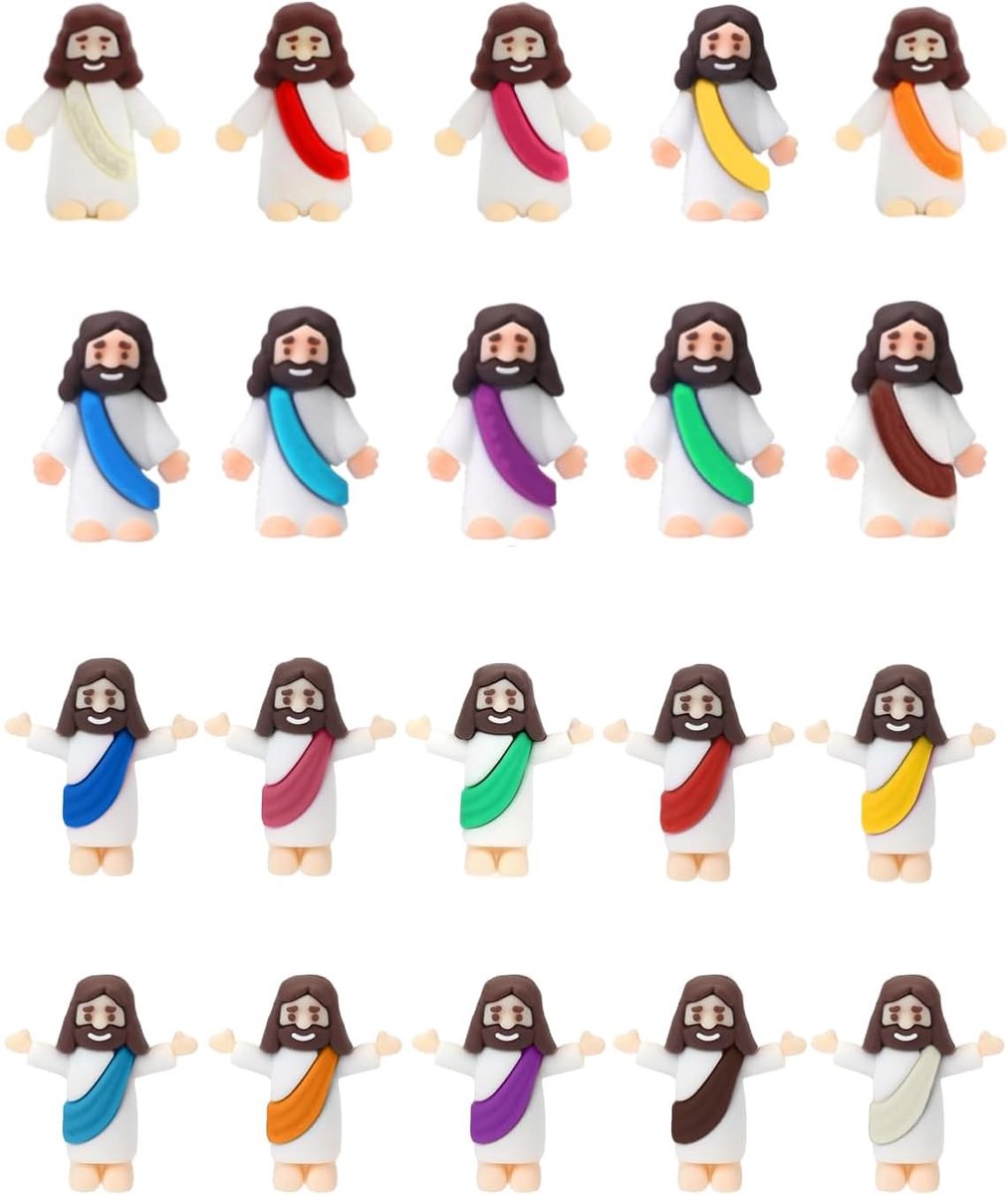 20 mini-Jezus-figuren, glad, zonder letters, kleine beelden voor knutselen, doopgeschenken, paasdecoratie en christelijke feestdagen, religieuze inspiratie.