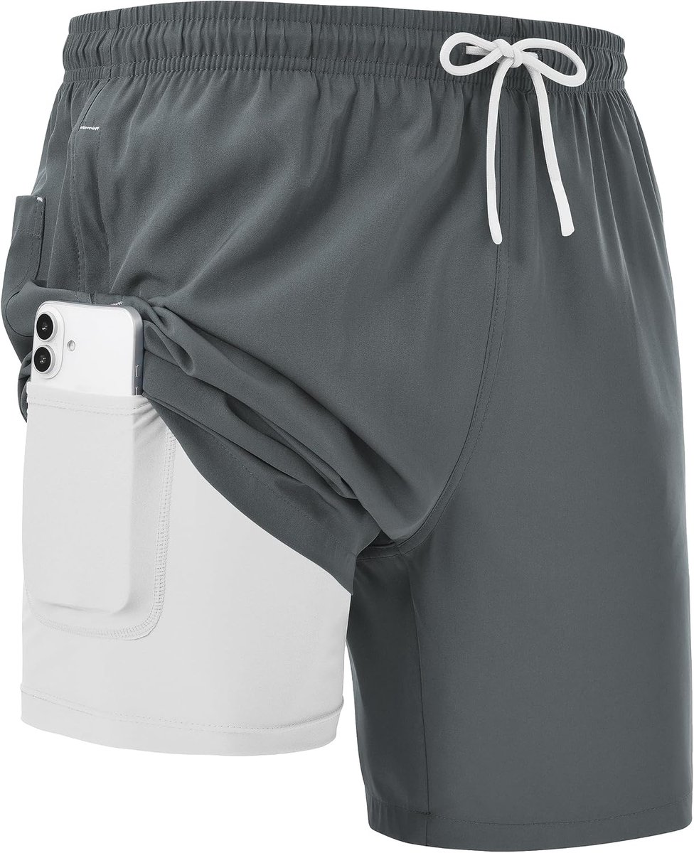 Zwembroek Heren Badbroek Quick Dry 2-in-1 Sportshorts Heren met Compressie Liner Trainingsshorts Mannen Zwemshort Board Shorts Strandshorts