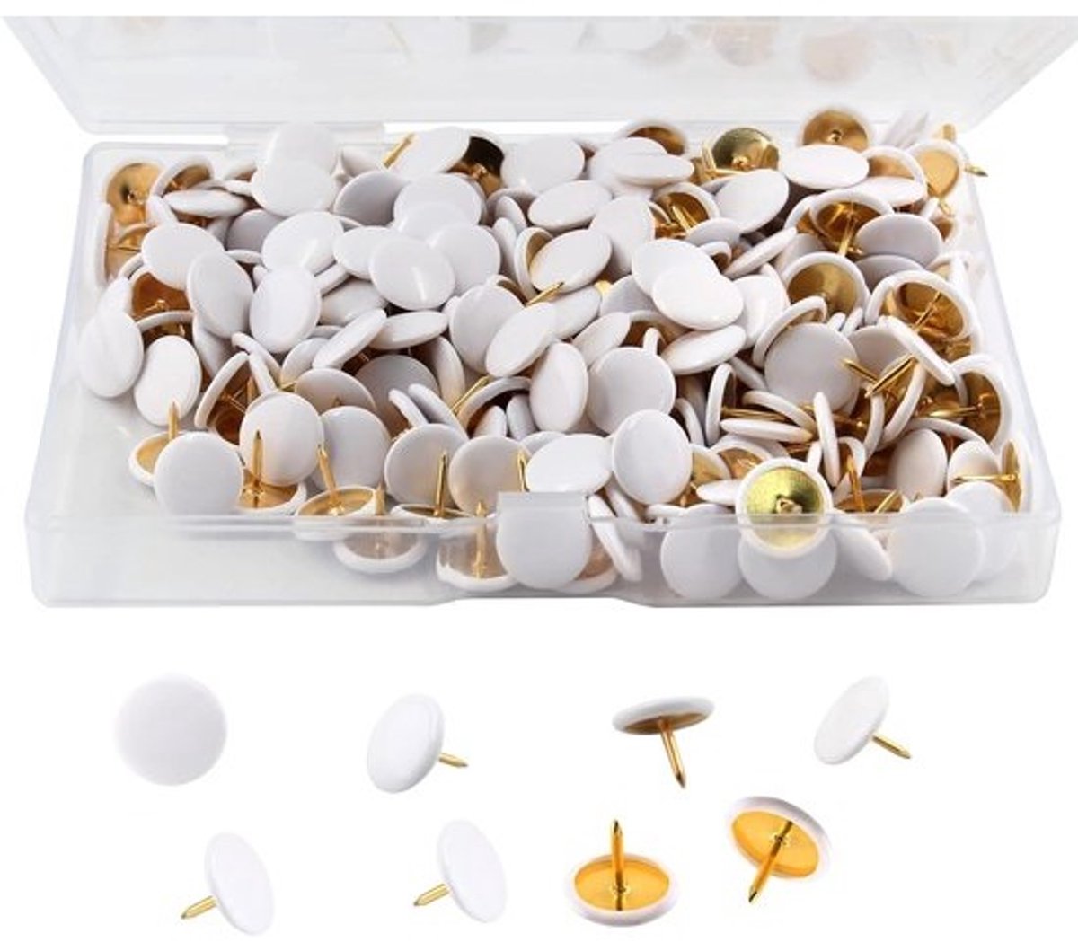 Decoratieve Punaises - Platte Kop Spijkers - Muur Decoratie - Ronde Plastic Kop - 300 Stuks - Wit