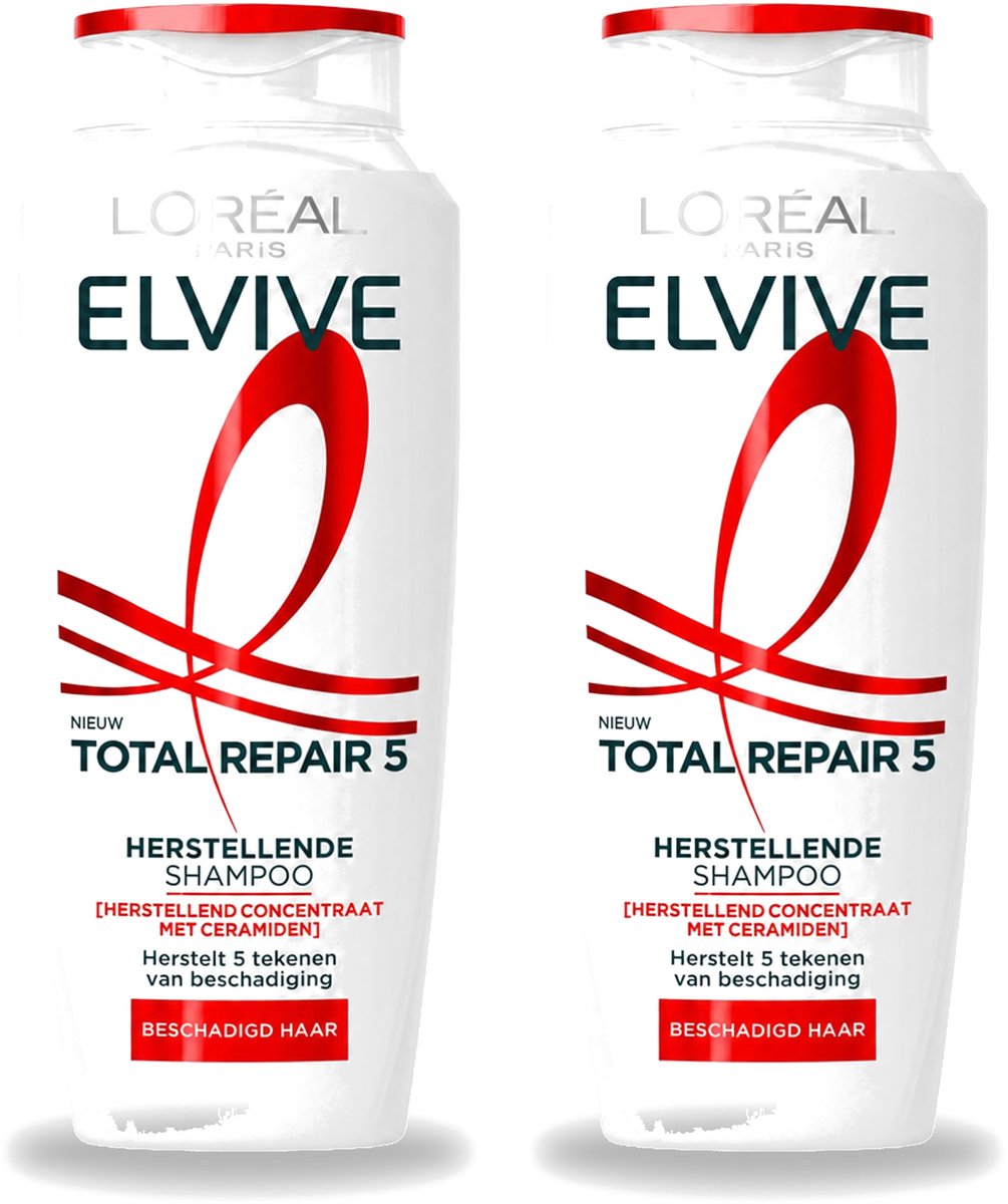 2 x L’Oréal Paris Elvive – Shampoo – Total Repair 5 – Herstellend – 250 ml - Voordeelverpakking - 2 stuks
