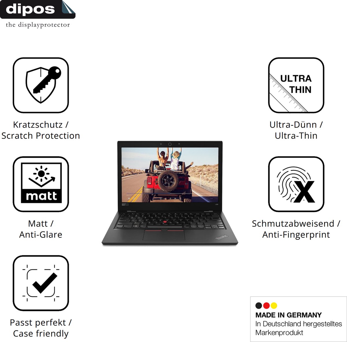 dipos – 2x Matte Beschermfolie geschikt voor Lenovo ThinkPad L380 | Krasbestendige & antireflecterende Screenprotector Ultra-Thin