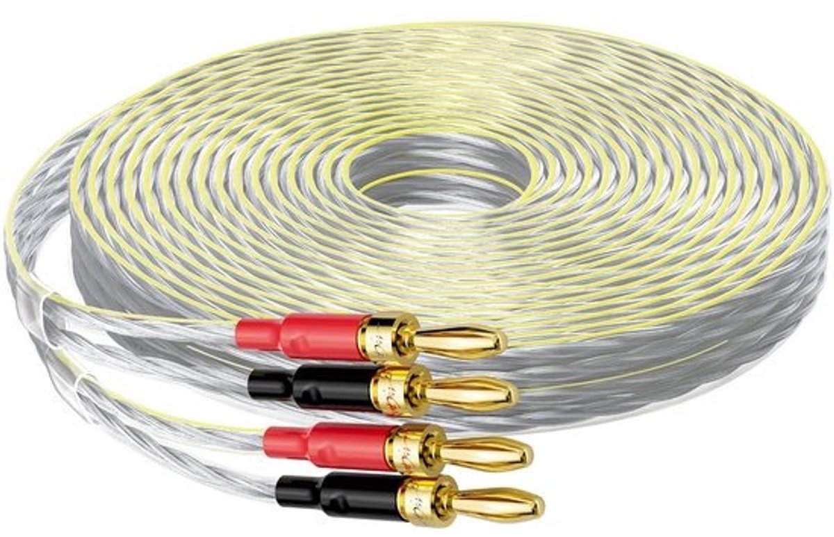 Platte Luidsprekerkabel 16 AWG met Banaanstekkers 7.6m - UL CL3 Gecertificeerd voor Binnen/Buiten