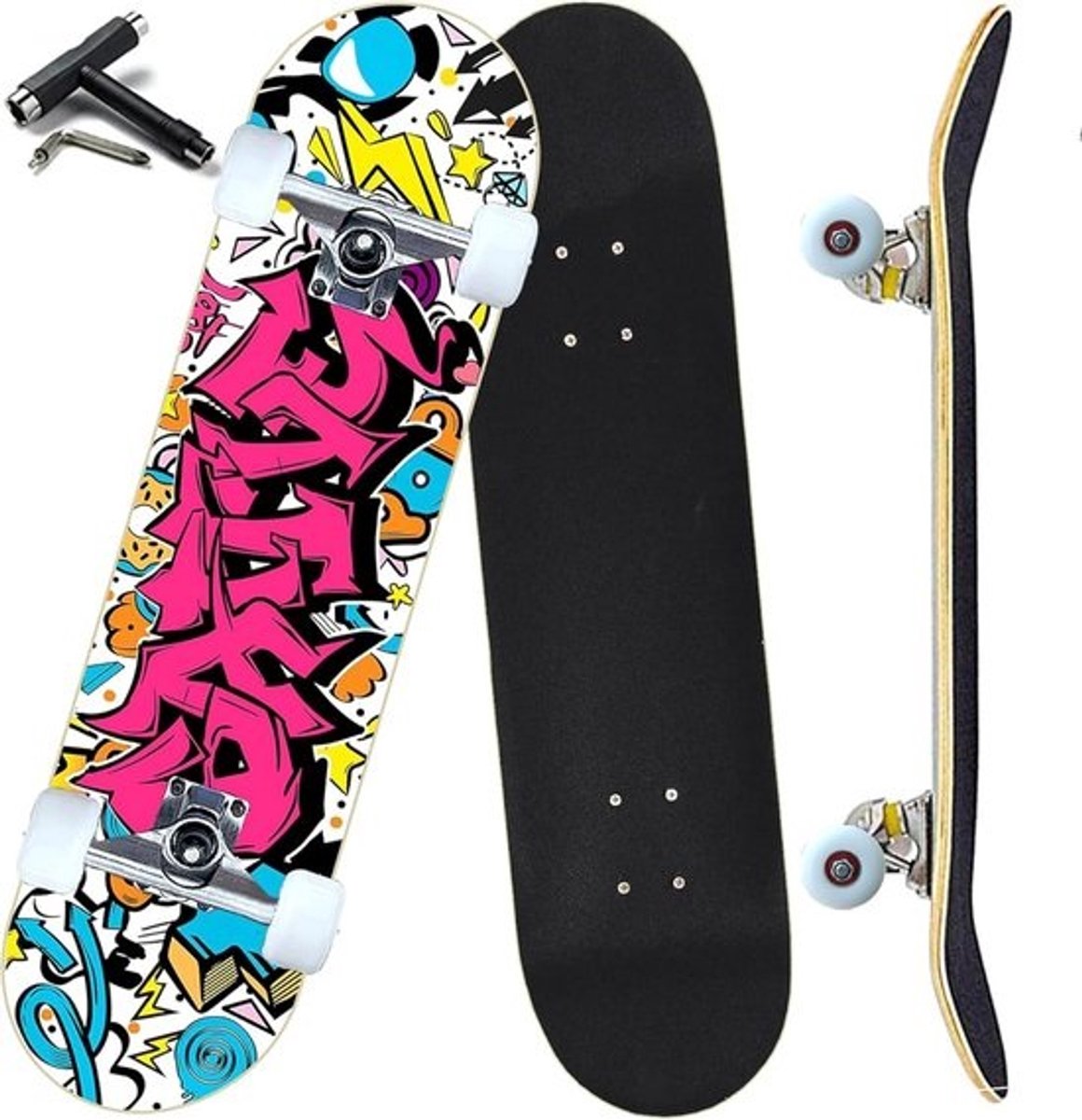 Compleet Skateboard voor Beginners tot Volwassenen 7 Lagen Esdoorn Hout Dubbele Kick Concave