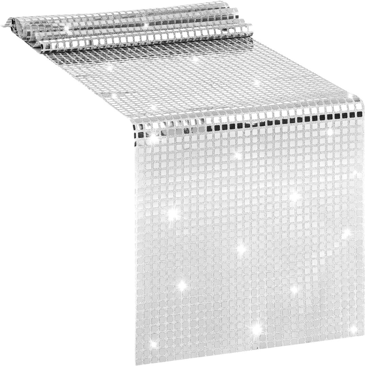 party tafelloper glitter discobal tafelkleed zilver disco party decoratie voor verjaardag dansfeest jaren 70 jaren 80 discodecoratie themafeesten, 30 x 275 cm