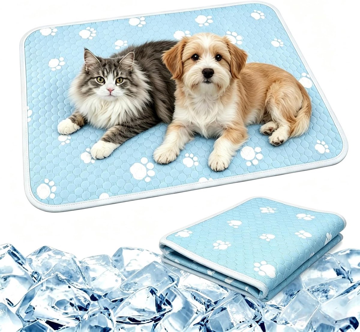 Koelmat voor honden en katten, 45 x 60 cm, 5-laags, zelfkoelende hondenkoelmat, wasbare koeldeken voor honden met antislip onderkant, krasbestendige hondendeken voor buiten en binnen voor de