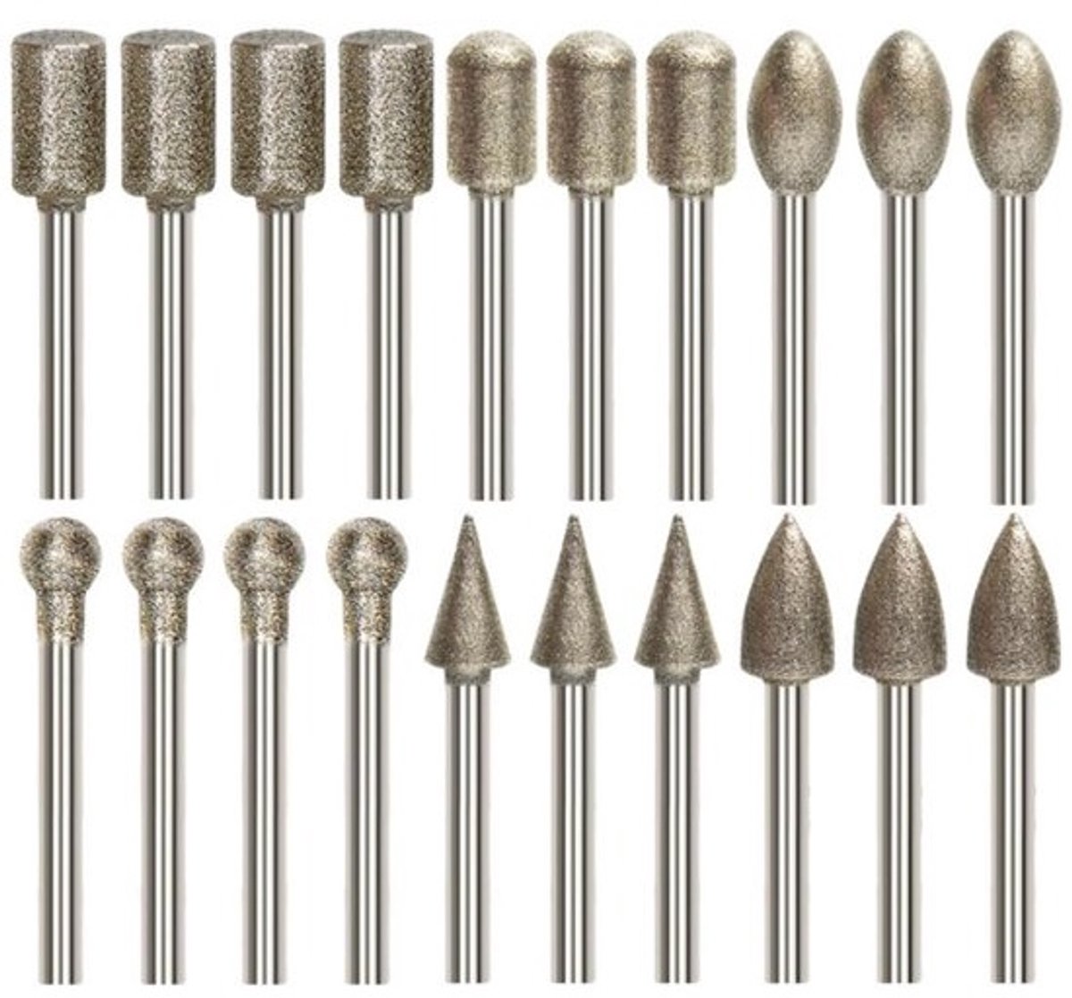 20 Stuks Diamantfrezen Set 3 mm Schacht voor Steen Keramiek Glas Slijpen Graveren Polijsten