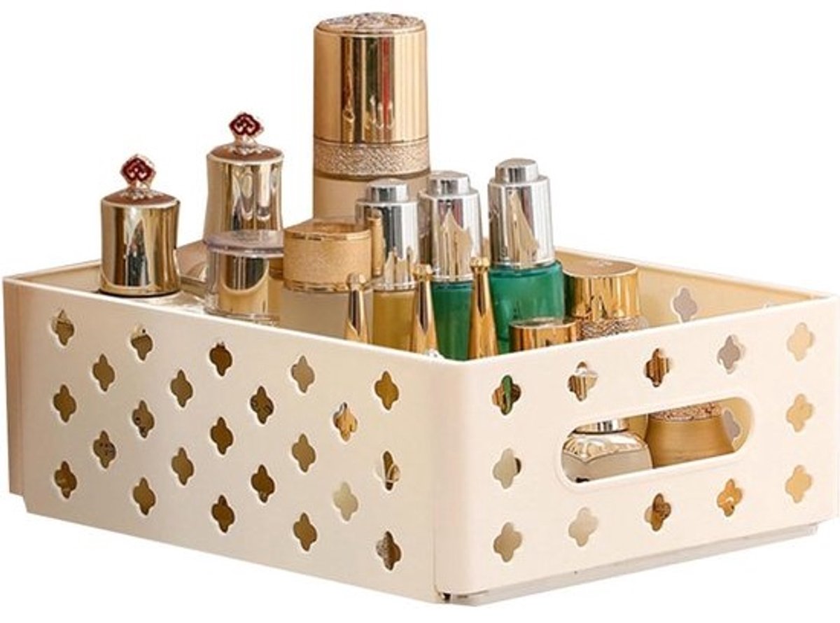 Bureau Organizer Mand - Kantoor Opberger - Bureau Opruimen - Stijlvol Ontwerp - 30.5 x 23.5 x 11.5 cm - Romig