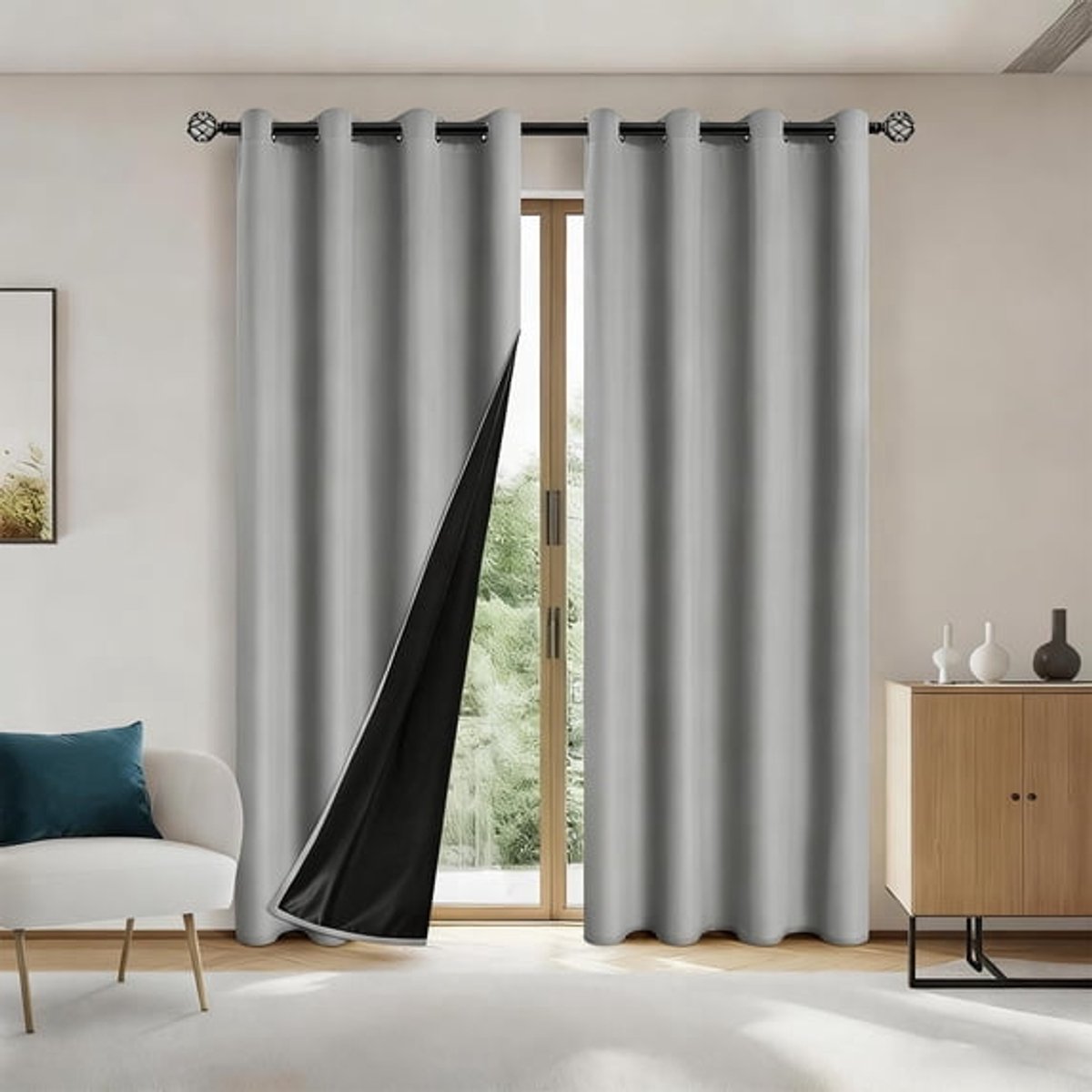 Ulisem Verduisterende Gordijnen Volledig Lichtblokkerend - Slaapkamer Gordijnen - Thermische Isolatie - Geluidsreductie - Privacybescherming - Moderne Raambekleding - Grijs