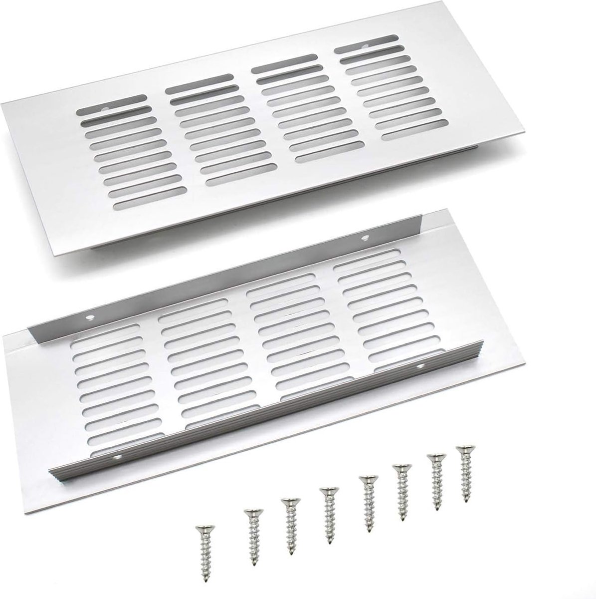 Dailygoods- Ventilatierooster Aluminium - 200 mm - Afzuigventiel - Ventilatie - Schoepenrooster - Zilver - Eenvoudig te installeren - Afvoerrooster