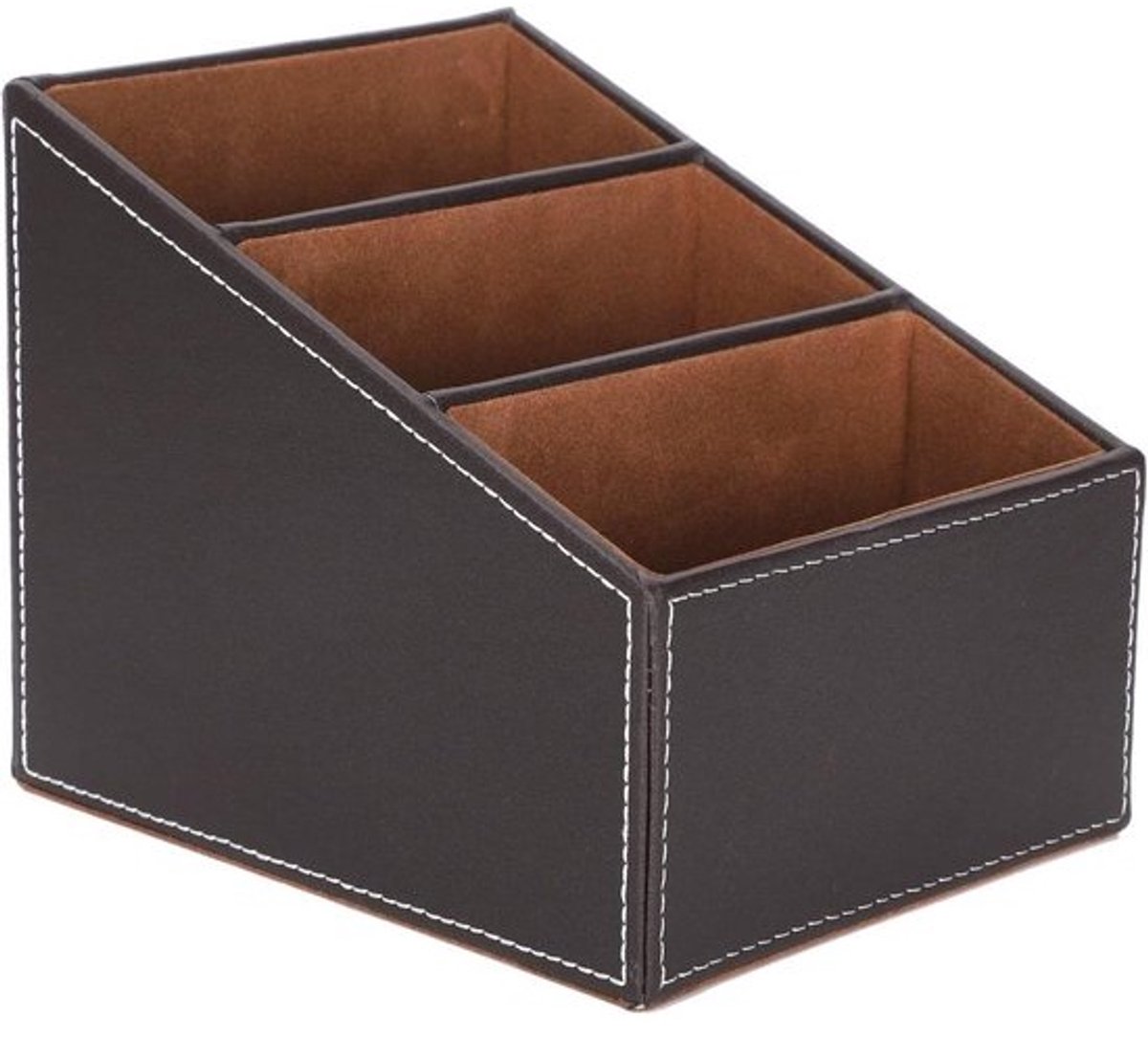 Bureau organizer - Afstandsbediening houder - Bureau opruimen - Kunstleer met structuur - 16 x 13 cm - Zwart