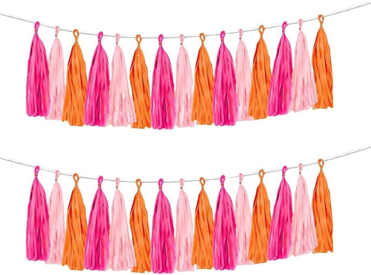 30 stuks decoratieve kwastenslingers om op te hangen, zijdepapier, zijdepapier, slinger met kwastjes voor verjaardag, feest en feesten