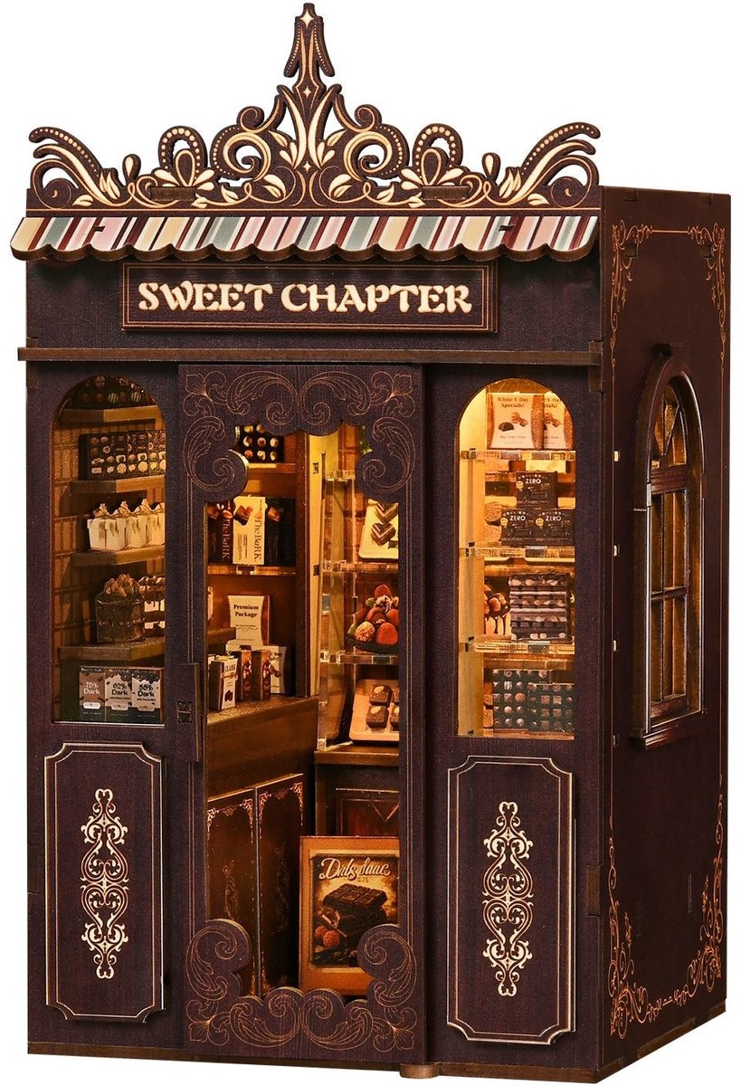 Booknook Sweet Chapter - 3D Puzzel met Handleiding - DIY - Miniatuur Modelbouw Hout Kinderen en Volwassenen - Houten bouwpakket - Assemblr