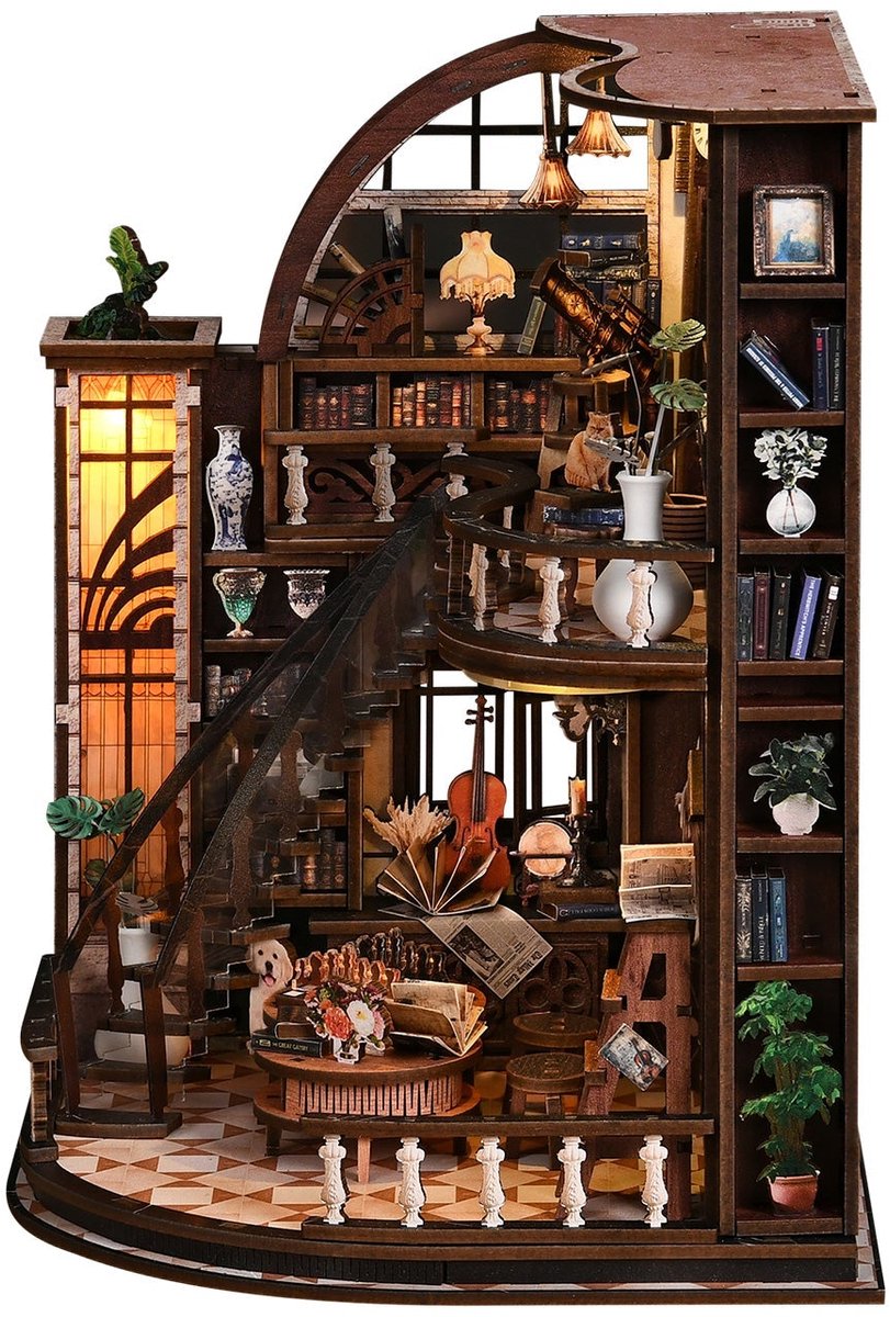 Miniatuur bouwpakket Bacchus Bookstore - 3D Puzzel met Handleiding - DIY - Miniatuur Modelbouw Hout Kinderen en Volwassenen - Houten bouwpakket - Assemblr