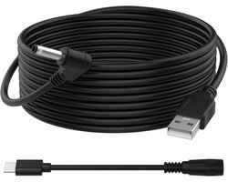 Oplaadkabel met DC-voeding, compatibel met Ring Stick Up Cam Battery/Plug-in 3e/2e generatie, Spotlight Cam Plus/Pro Indoor/Outdoor, 4 m weerbestendige verlengkabel (zwart)