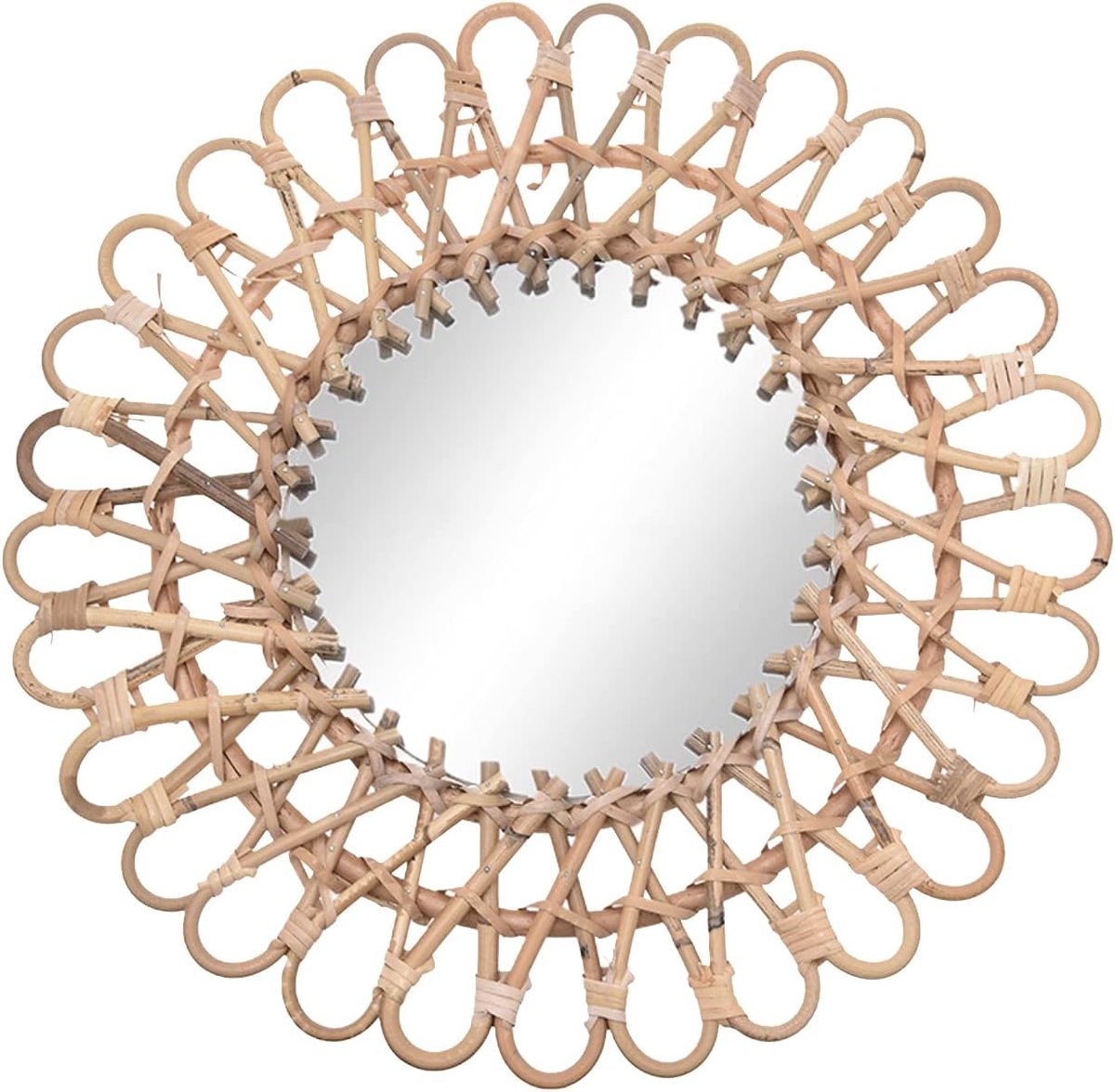 spiegel wandspiegel rond 40cm Bohospiegel Scandinavisch decoratief voor woonkamer, hal, badkamer - incl. montageset