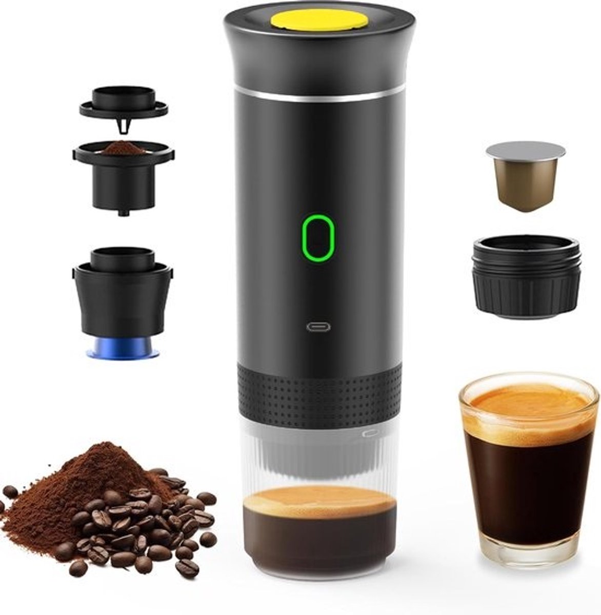 Elektrisch Koffiezetapparaat - Draagbaar Mini Apparaat - Koffie Maken - 3-in-1 Werking - 9 x 27.1 x 9 cm