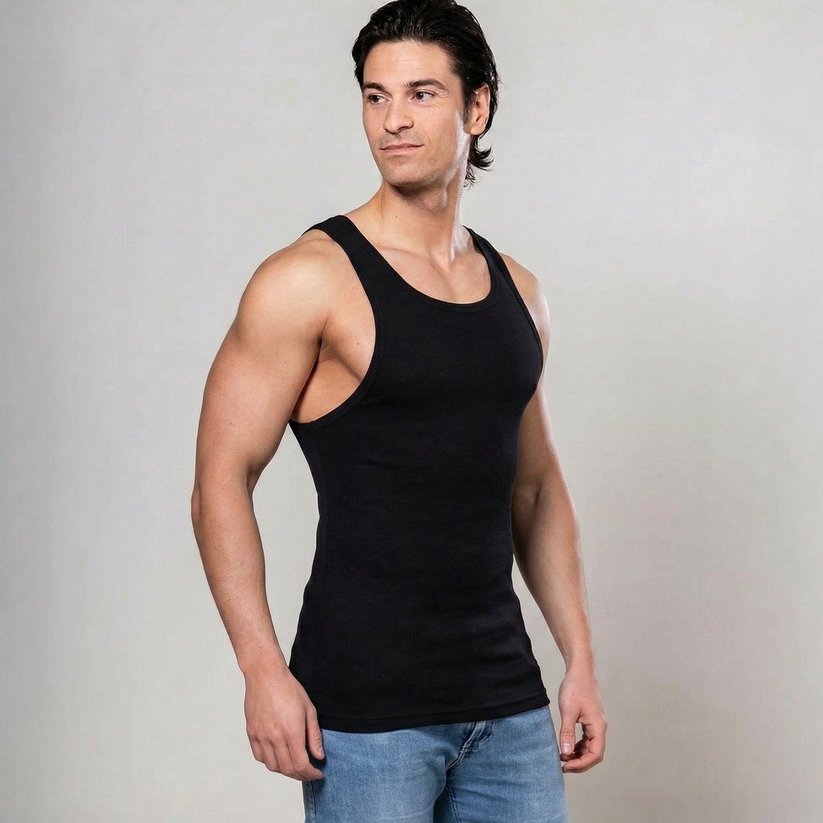 Alca Fashion - V-Shape - Heren Singlet - Zwart - 2XL