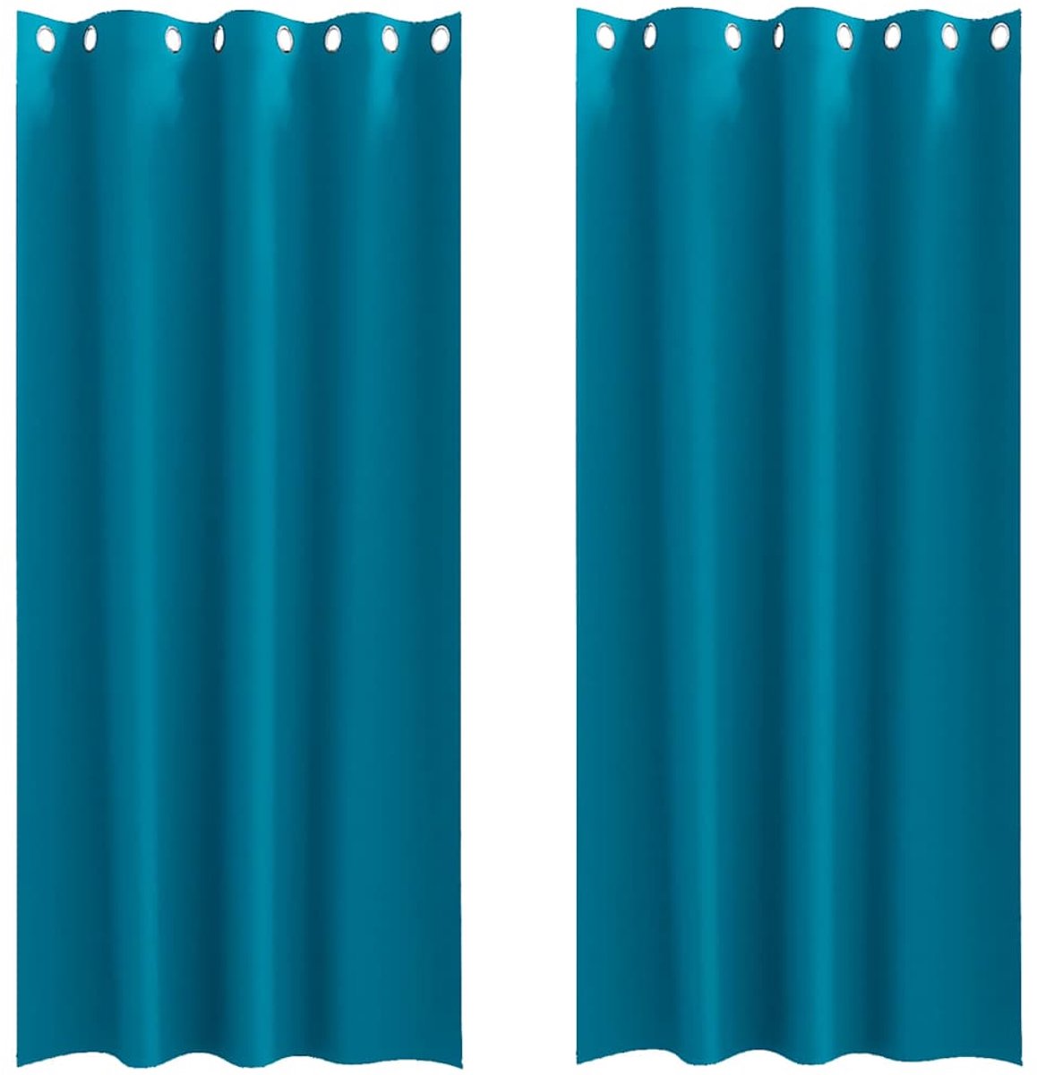 vidaXL Blackout - Gordijnen - met - Ringen - 2 - st - Turquoise - 245 - x - 140 - cm