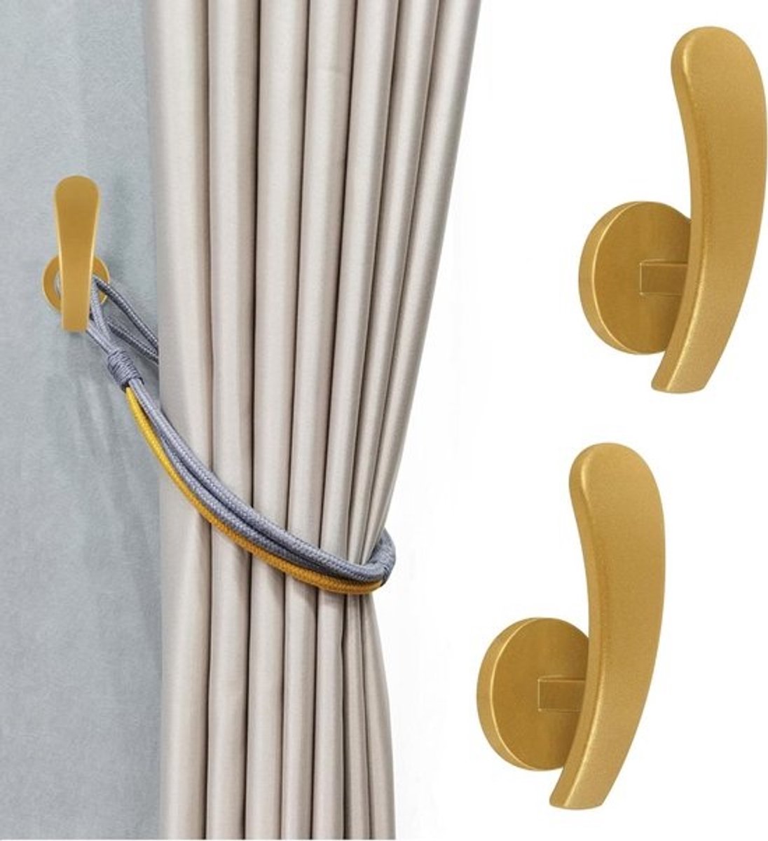 Decoratieve Gordijnhouders Set van 2 Stuks Muurbevestiging Goud