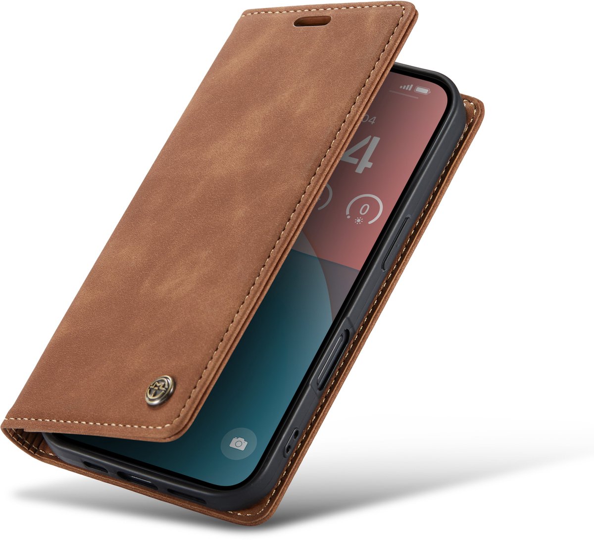 Casemania Hoesje Geschikt voor Apple iPhone 18 Pro - Sienna Brown - Dunne Bookcase met Pasjeshouder - Slim Wallet Case - Bruin