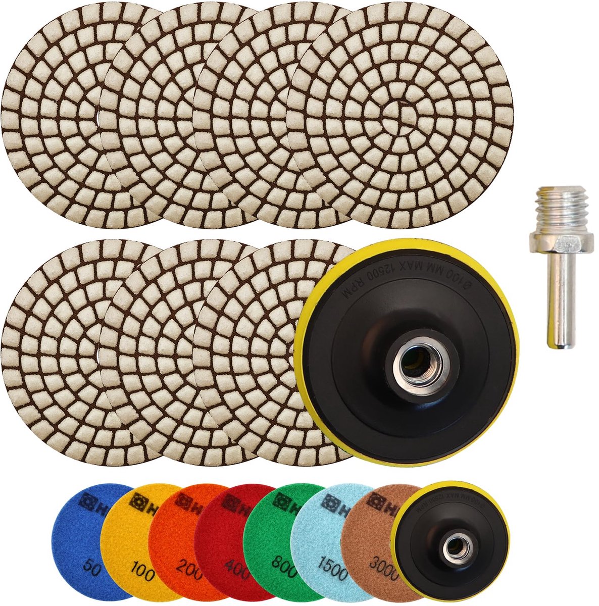 Diamant polijstpads - Voor droog gebruik - Voor Graniet, Marmer en Kunststeen - Ø 100 mm