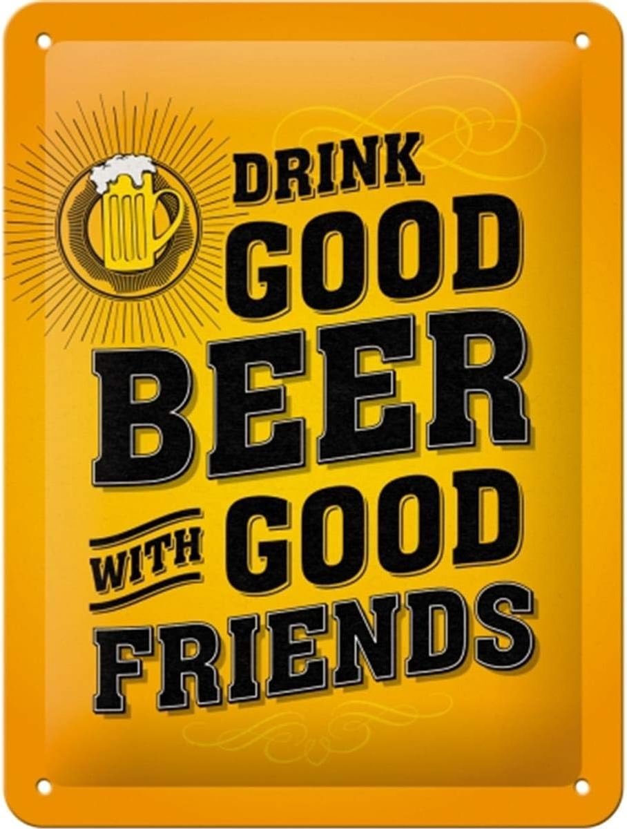 Retro metalen bord, 15 x 20 cm, Drink Good Beer