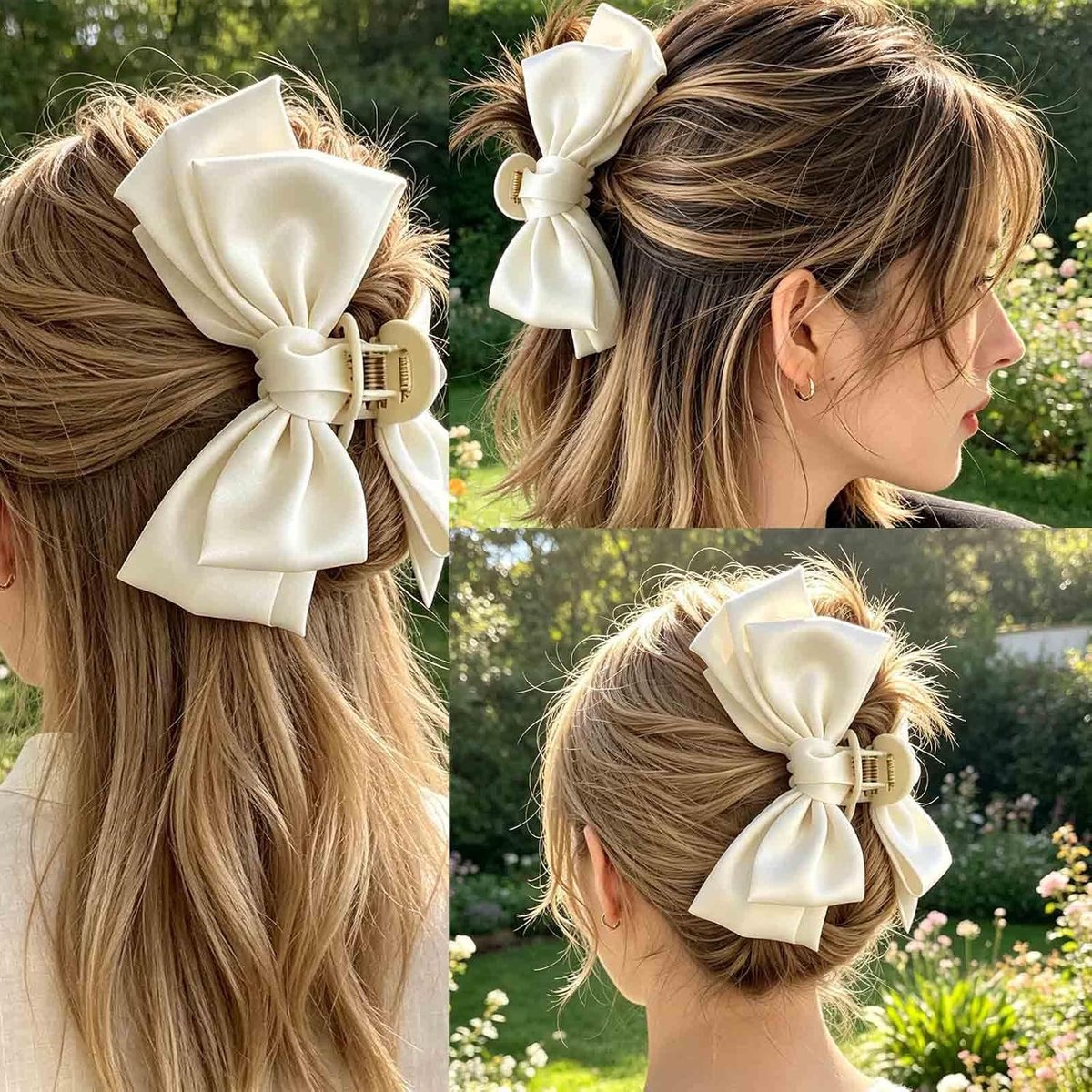 haarklem voor dames, grote haarklauw, clip voor dik lang haar, stabiele plastic haarklem met metalen veer, elegante haaraccessoires voor kantoor, dagelijks gebruik, feest en cadeau (wit 1)