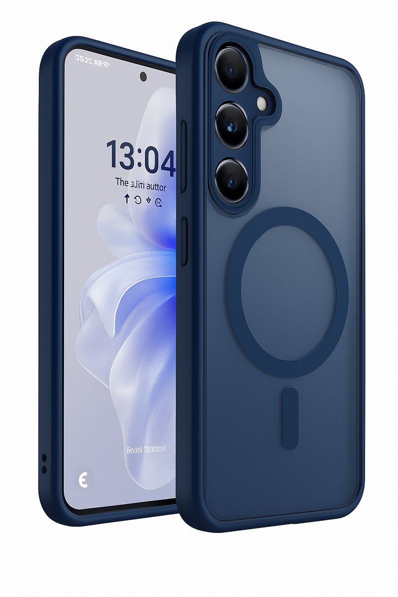 Hoesje Geschikt voor Samung Galaxy S26 FE - Donker Blauw - Casemania Matte Armor Back Cover - Telefoonhoesje met Camera Bescherming - Geschikt voor MagSafe