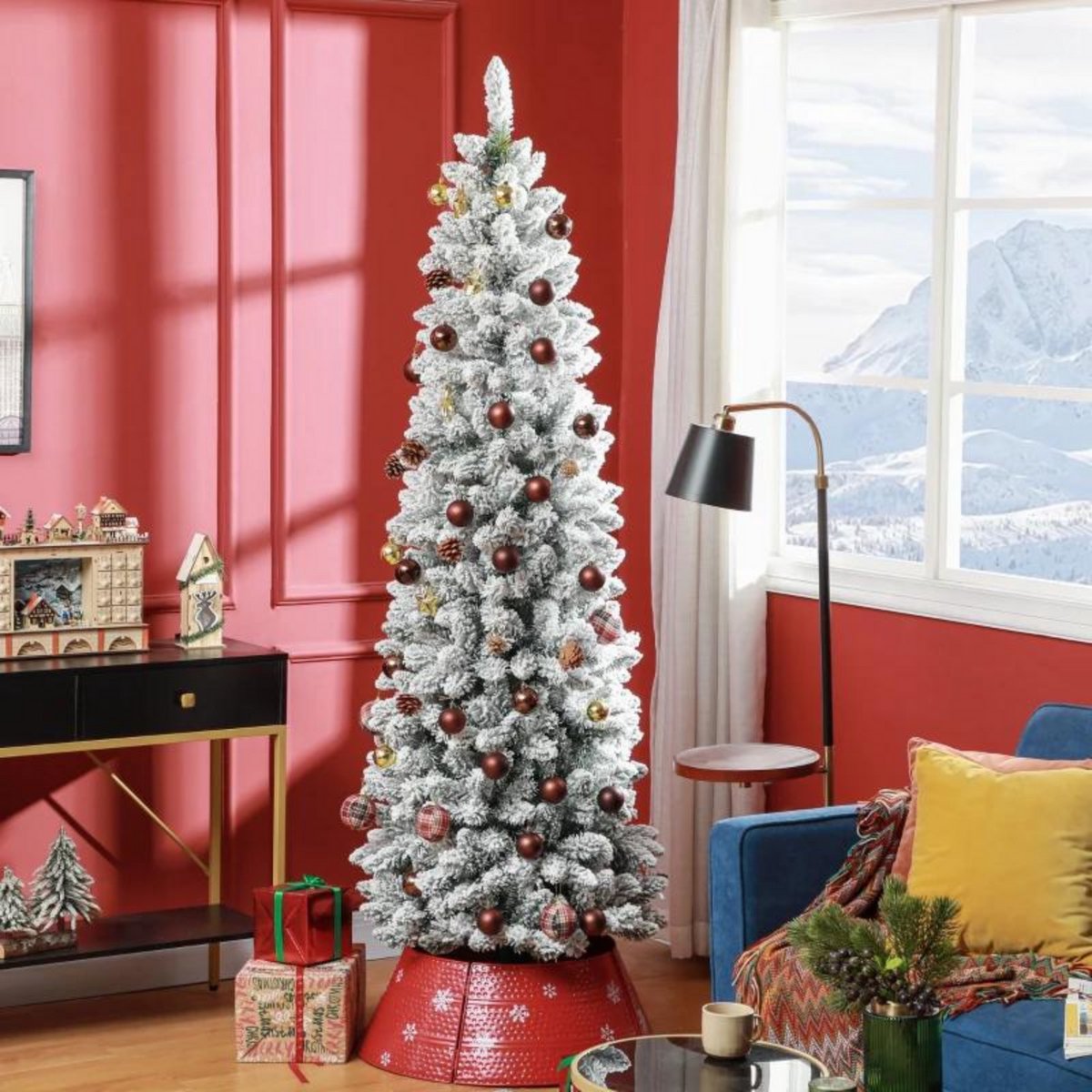 Kunstkerstboom met verlichting - Smalle kerstboom - Pencil Kerstboom - 210 cm – foto 8