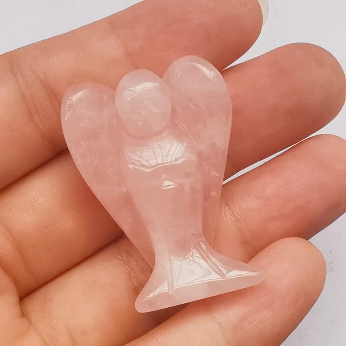 rozenkwarts genezing kristal gebed beschermengel beeldje, 38mm snijzak palm steen figuren decoratie