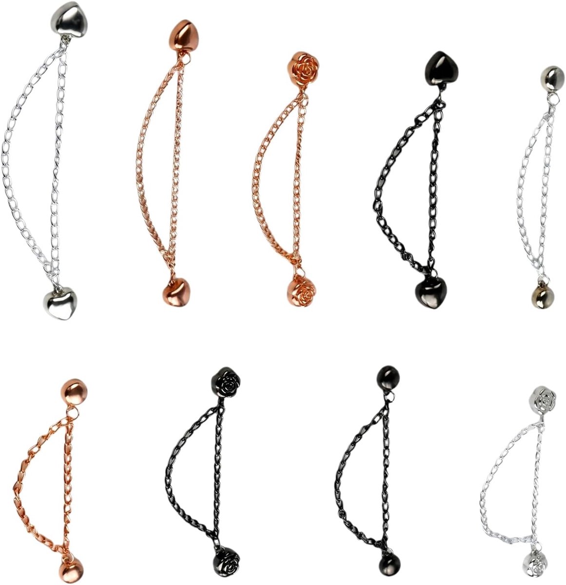 Magnetische knopen voor kleding met ketting, multifunctionele magneetclips, naadloos, sterke klemmen voor het inkorten van broeken, voor het aanpassen van mouwen en voor het versieren van