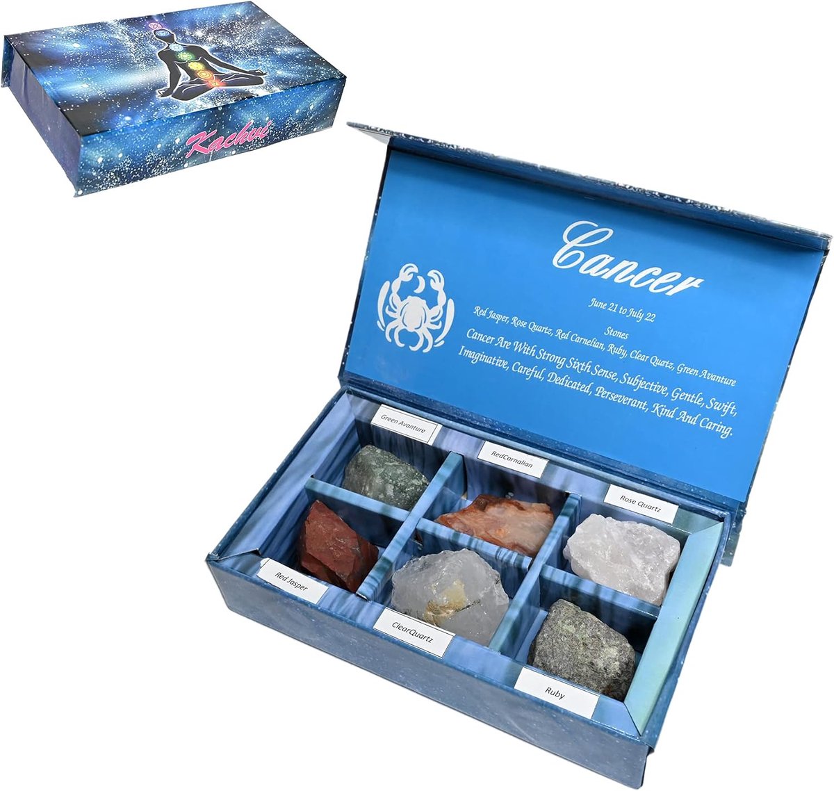 Genezende Kristallen. Kristallen Geschenken - Sterrenbeelden Stenen om de Geboortestenen aan te vullen - Natuurlijke Genezende Kristallen met Horoscoop Box Set