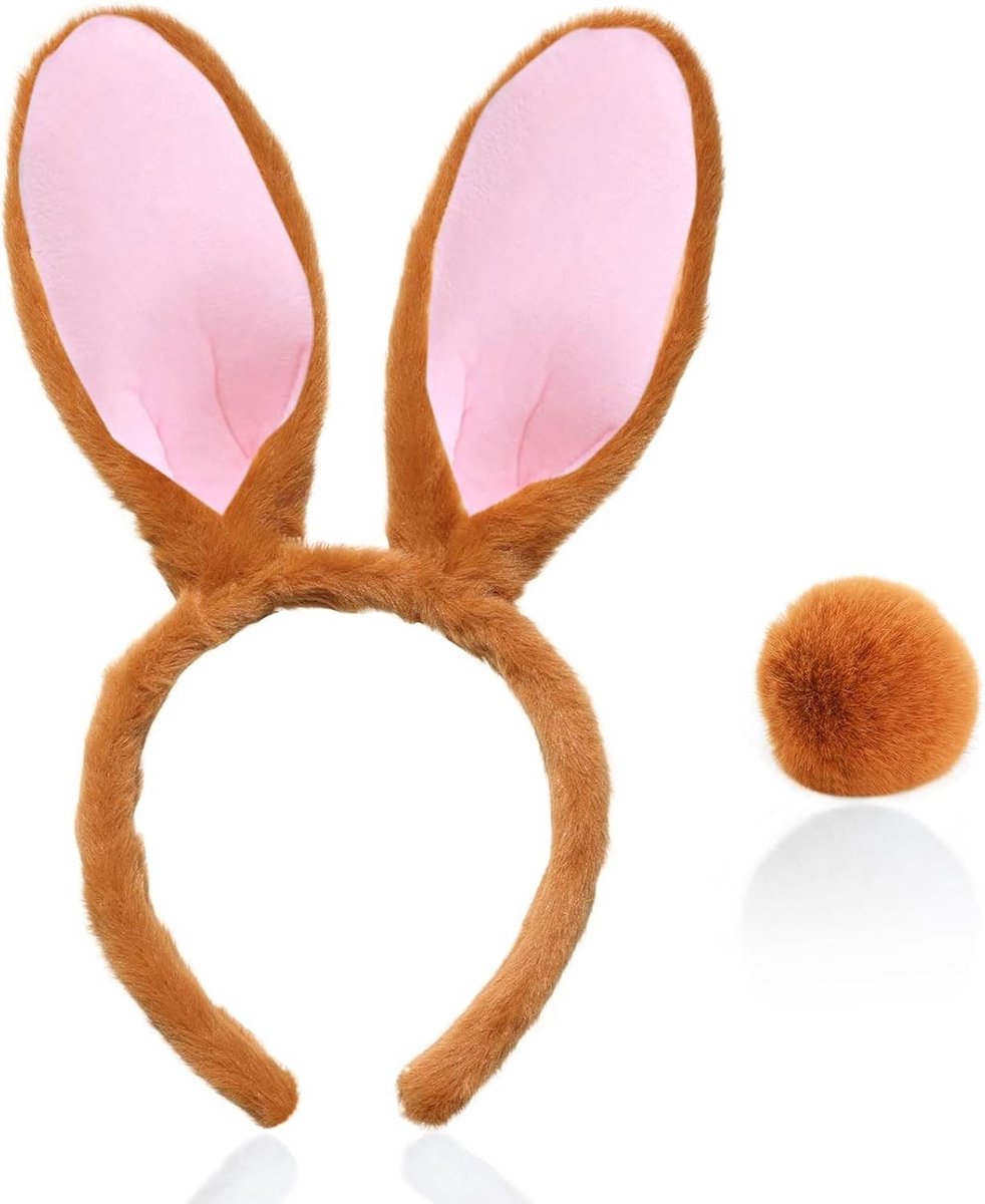 Schattige Konijn Kostuum Accessoires met Oren en Staart voor Cosplay en Pasen, Perfect voor Feestjes en Themed Events