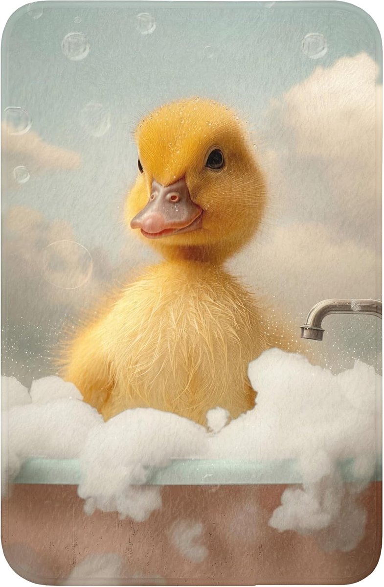 Badmat Rechthoekig 40x60 cm Badkamer Bath Mat Douchemat Antislip Wc Badkamermat Memory Foam Wasbaar Bathroom Toilet Mats Washable Kuiken - Eend - Bad - Schuim - Dieren