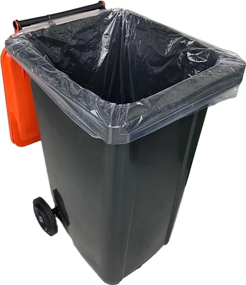 Containerzakken - Vuilniszakken Klikozakken - Afval Opruimen - Extra Sterke Dikte - 240 Liter - Transparant