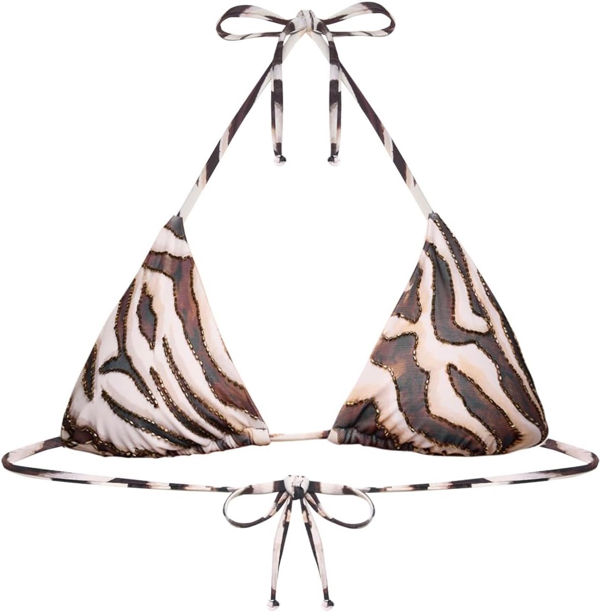 - Bikinitop driehoek zonder beugel, dames, Zelia, bruin, zebraprint