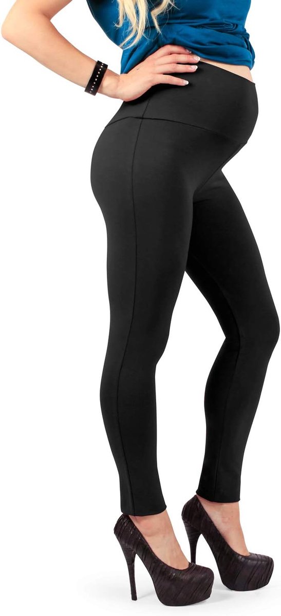 - Zwangerschapslegging van fleecekatoen, thermische winterstof, perfecte pasvorm - Made in Italy (Zwart, 34)