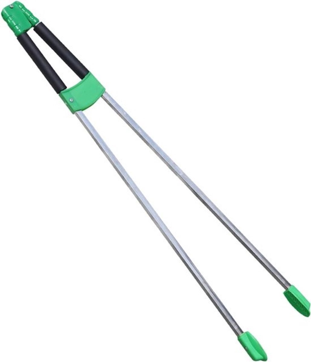 Grijper voor Afval - Opruimhulp Grijper - Afval Oppakken - Lichtgewicht Aluminium - 92 cm - Zilver Groen