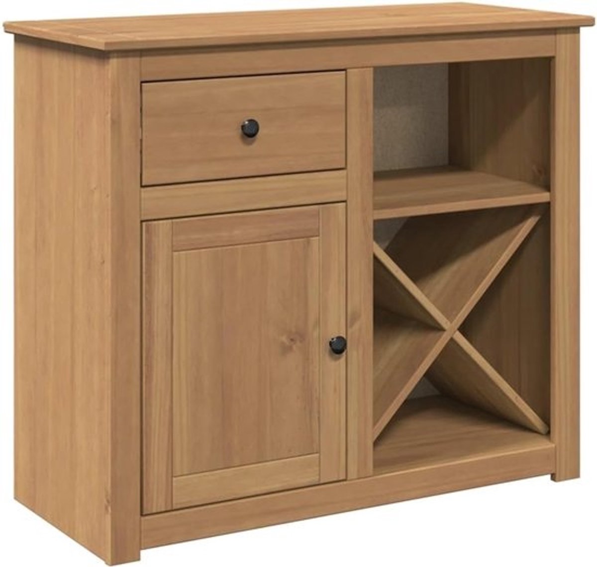Opbergkast Dressoir - Buffetkast Lade - Woonkamer Organisatie - Geïntegreerd Wijnrek - 93 x 40 x 80 cm - Bruin